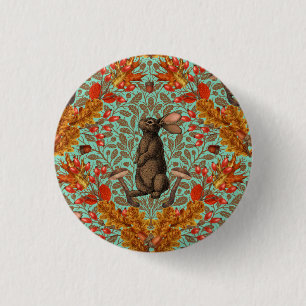 Herbstkaninchen auf hellgrün button