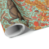 Herbstkaninchen auf hellgrün geschenkpapier (Rolleneckpunkt)