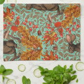 Herbstkaninchen auf hellgrün geschirrtuch (Gefaltet)