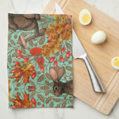 Herbstkaninchen auf hellgrün geschirrtuch (Viertel Falte)