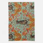 Herbstkaninchen auf hellgrün geschirrtuch (Vertikal)