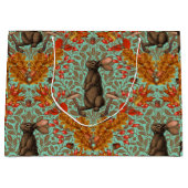 Herbstkaninchen auf hellgrün große geschenktüte (Vorderseite)