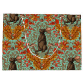 Herbstkaninchen auf hellgrün große geschenktüte (Rückseite)