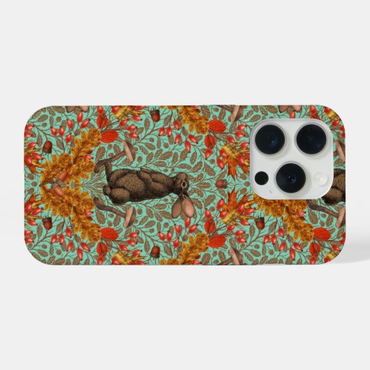 Herbstkaninchen auf hellgrün iPhone hülle (Rückseite (Horizontal))