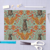 Herbstkaninchen auf hellgrün seidenpapier (Handwerk)