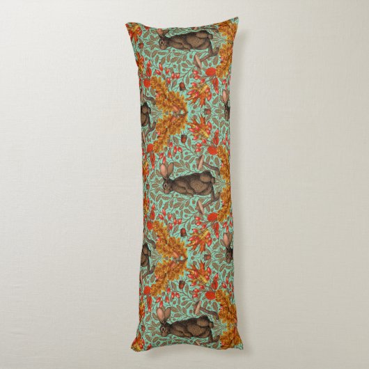 Herbstkaninchen auf hellgrün seitenschläferkissen (Rückseite (Vertikal))