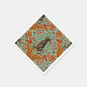 Herbstkaninchen auf hellgrün serviette (Ecke)