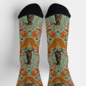 Herbstkaninchen auf hellgrün socken (Oben)