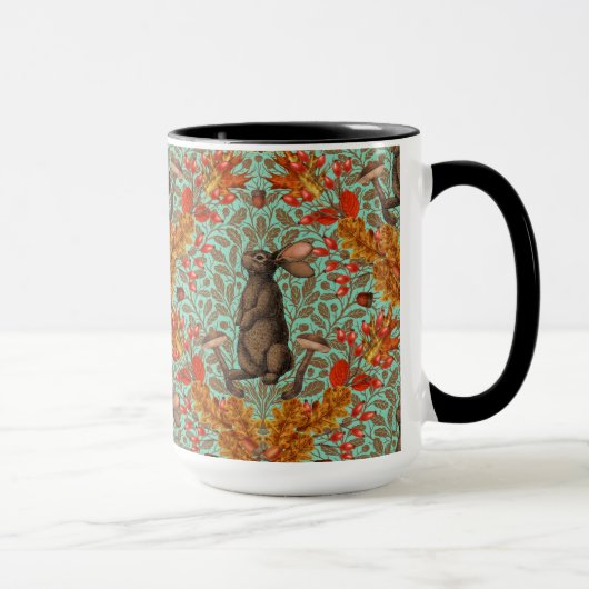 Herbstkaninchen auf hellgrün tasse (Rechts)
