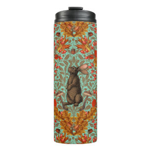 Herbstkaninchen auf hellgrün thermosbecher
