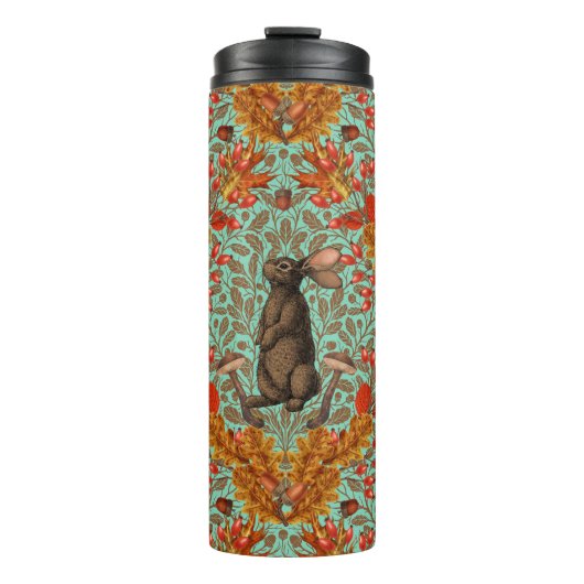 Herbstkaninchen auf hellgrün thermosbecher (Vorderseite)