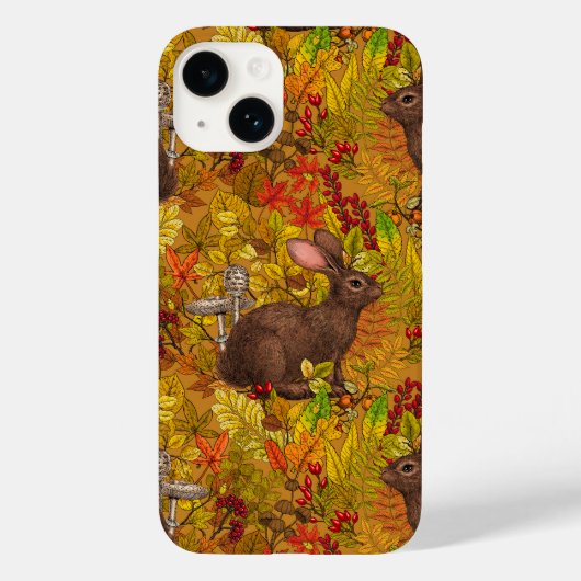 Herbstkaninchen auf Ocker Case-Mate iPhone Hülle (Rückseite)