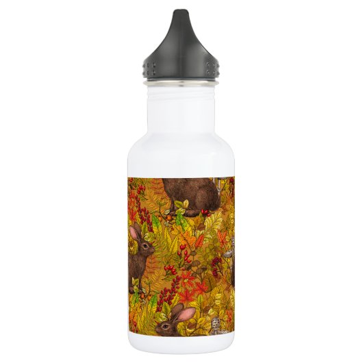 Herbstkaninchen auf Ocker Edelstahlflasche (Links)
