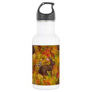 Herbstkaninchen auf Ocker Edelstahlflasche