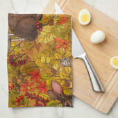 Herbstkaninchen auf Ocker Geschirrtuch (Viertel Falte)