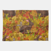 Herbstkaninchen auf Ocker Geschirrtuch (Horizontal)