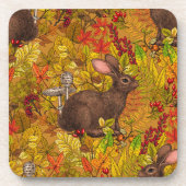 Herbstkaninchen auf Ocker Getränkeuntersetzer (Vorderseite)