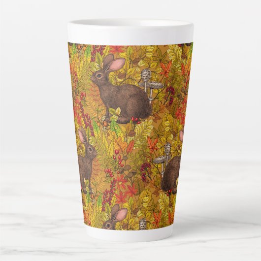 Herbstkaninchen auf Ocker Milchtasse (Vorderseite)