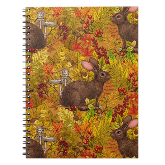 Herbstkaninchen auf Ocker Notizblock (Vorderseite)