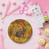 Herbstkaninchen auf Ocker Pappteller (Party)