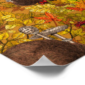 Herbstkaninchen auf Ocker Poster (Ecke)