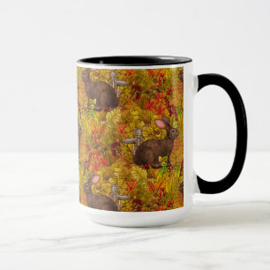 Herbstkaninchen auf Ocker Tasse