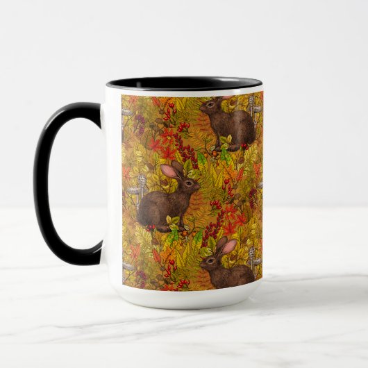 Herbstkaninchen auf Ocker Tasse (Links)