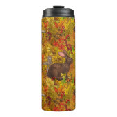 Herbstkaninchen auf Ocker Thermosbecher (Vorderseite)