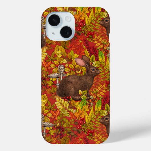 Herbstkaninchen auf rot Case-Mate iPhone hülle (Rückseite)