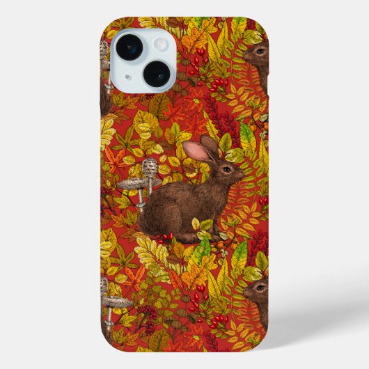 Herbstkaninchen auf rot Case-Mate iPhone hülle (Rückseite)