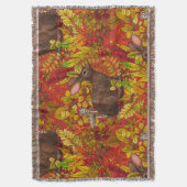 Herbstkaninchen auf rot decke (Vorderseite Vertikal)