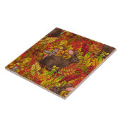 Herbstkaninchen auf rot fliese (Seite)