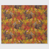 Herbstkaninchen auf rot geschenkpapier (Flach)