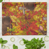 Herbstkaninchen auf rot geschirrtuch (Gefaltet)