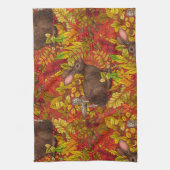 Herbstkaninchen auf rot geschirrtuch (Vertikal)