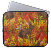 Herbstkaninchen auf rot laptopschutzhülle (Vorderseite)