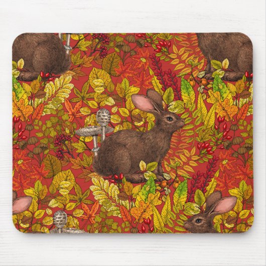 Herbstkaninchen auf rot mousepad (Vorne)