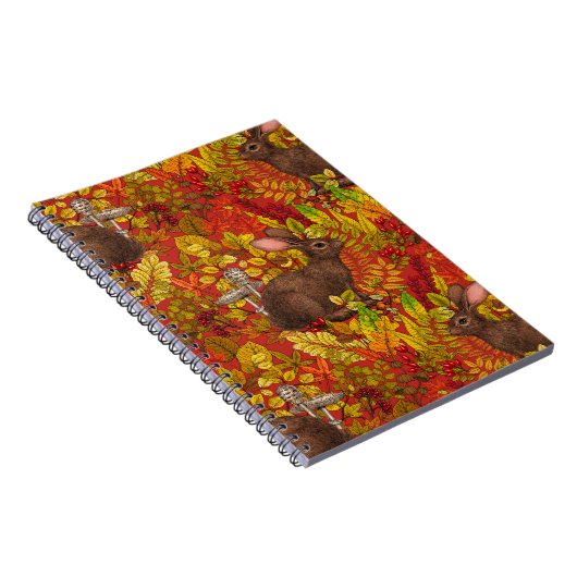 Herbstkaninchen auf rot notizblock (Rechte Seite)