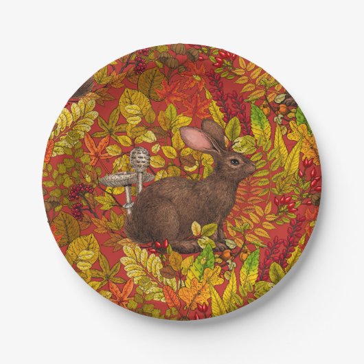 Herbstkaninchen auf rot pappteller (Vorderseite)