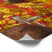 Herbstkaninchen auf rot poster (Ecke)