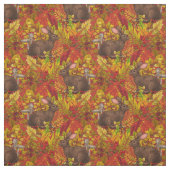 Herbstkaninchen auf rot stoff (Muster)