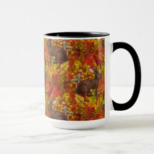 Herbstkaninchen auf rot tasse