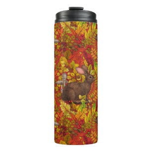 Herbstkaninchen auf rot thermosbecher