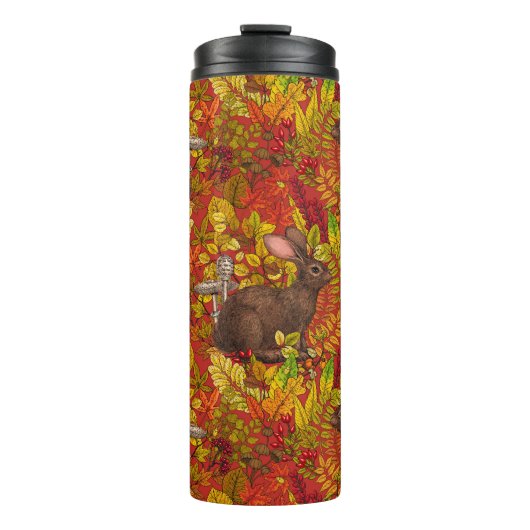 Herbstkaninchen auf rot thermosbecher (Vorderseite)