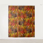 Herbstkaninchen auf rot wandteppich (Vorderseite)