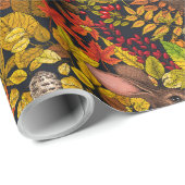 Herbstkaninchen auf schwarz geschenkpapier (Rolleneckpunkt)