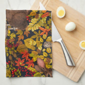 Herbstkaninchen auf schwarz geschirrtuch (Viertel Falte)