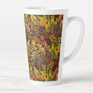 Herbstkaninchen auf schwarz milchtasse