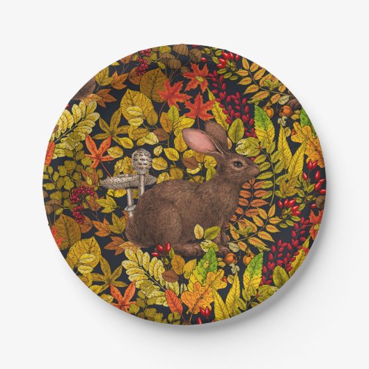 Herbstkaninchen auf schwarz pappteller (Vorderseite)