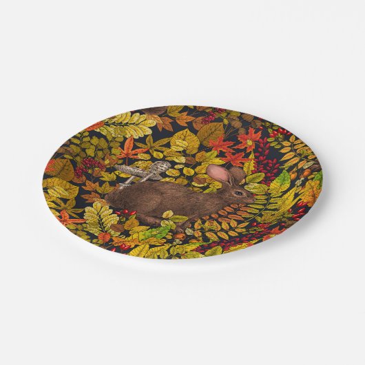 Herbstkaninchen auf schwarz pappteller (Schrägansicht)